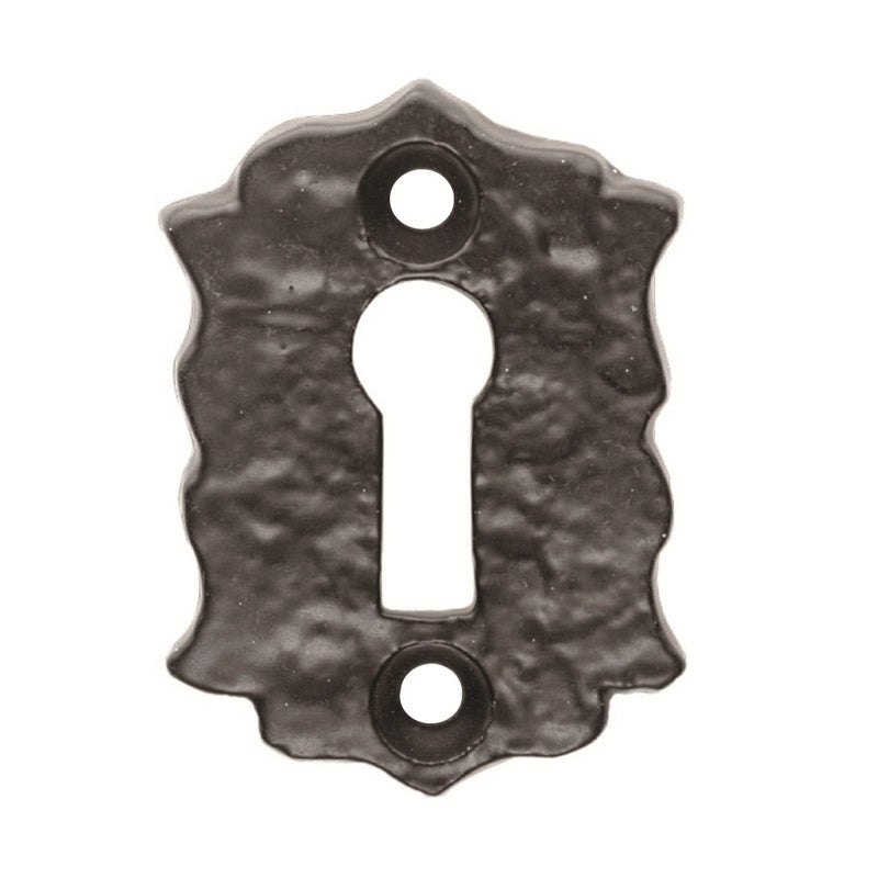 ESCUTCHEON - LOCK PROFILE FLORAL FACE FIX - BLACK ANTIQUE - 48mm x 32mm - EACH