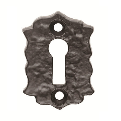 ESCUTCHEON - LOCK PROFILE FLORAL FACE FIX - BLACK ANTIQUE - 48mm x 32mm - EACH