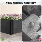 Outsunny Vinyl Raised Garden Bed Kit, 2 x 2 x 1ft Modular Elevated Garden Box with Slotting Legs and Open Bottom, Dark Grey