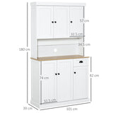 HOMCOM 180cm Freestanding Kitchen Cabinet, Modern Storage Cupboard with Open Countertop, Drawer and 6 Doors