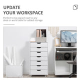 Vinsetto Seven-Drawer Filing Cabinet, with Wheels - White