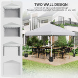 Outsunny 3 x 3 (M) Pop Up Gazebo, UPF 30+ with 2 Sidewalls, Leg Weight Bags and Wheeled Bag, Height Adjustable Party Tent Event Shelter for Garden, Patio, White