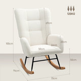 HOMCOM Teddy Fleece Rocking Chair - Cream White