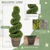 HOMCOM Set of 2 Artificial Plants, Topiary Spiral Boxwood Trees with Pot, for Home Indoor Outdoor Decor, 90cm