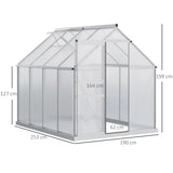 Outsunny 190 x 253 cm Walk-In Polycarbonate Greenhouse - Silver-Tone