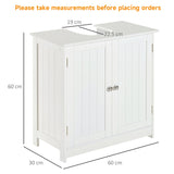 HOMCOM Under Sink Bathroom Storage Cabinet 2 Layers Vanity Unit Wooden - White