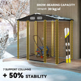 Outsunny 4 x 6ft Galvanised Steel Garden Shed, with Lock and Gloves - Oak