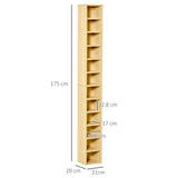 HOMCOM 204 CD Tall Narrow Media Storage Tower - Oak Tone