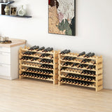 HOMCOM Six-Tier, 72 Bottle Wooden Wine Rack Set of 2 - Natural
