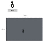 Outsunny Replacement Gazebo Curtains 4-Panel Sidewalls with Zipper for 3 x 3 (M) Yard Gazebos Canopy Tent, Dark Grey