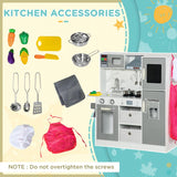 AIYAPLAY Toy Kitchen with Lights, Sounds, Apron and Chef Hat, Ice Maker, Microwave, for Ages 3-6 Years - White