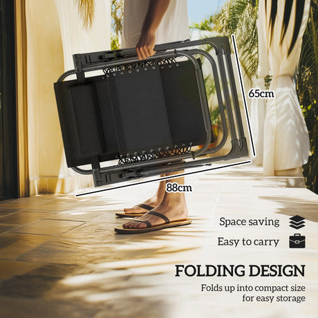 Outsunny Set of Two Reclining Sun Loungers, with Cushion - Brown