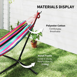 Outsunny 298 x 117cm Hammock with Stand Camping Hammock with Portable Carrying Bag, Adjustable Height, 120kg Load Capacity, Multicolour