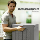 Outsunny 93L Plastic Garden Storage Box, Outdoor Storage Box with Handles, Waterproof Outdoor Storage Container, Khaki