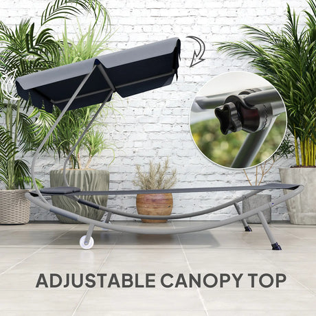 Outsunny Double Outdoor Bed, with Canopy - Light Grey