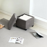 HOMCOM Storage Ottoman Bench, Corduroy Footstool with Removable Lid and Legs, 40cm Storage Chest Box for Living Room, Bedroom, Hallway, Grey
