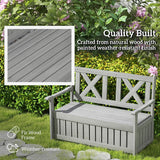 Outsunny 2-Seater Garden Storage Bench for Patio Wood Porch Decor Outdoor Seating, Charcoal Grey