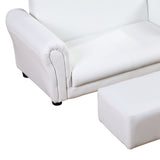 HOMCOM 2 Seater Toddler Chair Kids Twin Sofa Childrens Double Seat Chair Furniture Armchair Boys Girls Couch w/ Footstool (White)