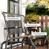 Outsunny 3-Seat Glider Rocking Chair for 3 People Garden Bench Patio Furniture Metal Frame, Grey