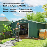 Outsunny 12.5 x 11.1ft Steel Sliding Door Storage Shed - Green