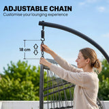 Outsunny Hanging Egg Chair, Indoor Outdoor Hammock Swing Chair with Stand, Safety Strap, Foldable Basket, Dark/Light Grey
