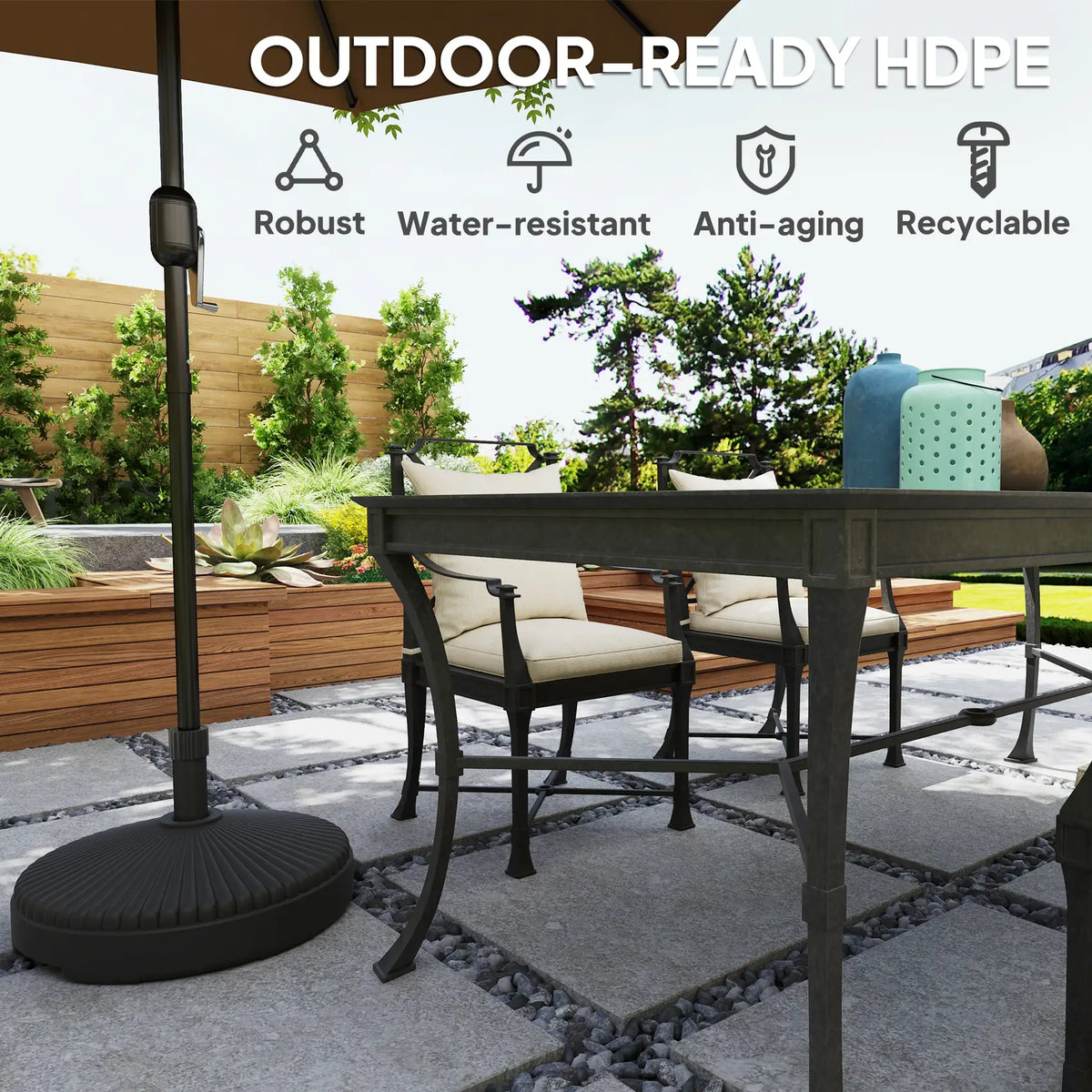 Outsunny Garden Parasol Base Holder, 28kg Sand Filled, 23kg Water Filled, Sun Umbrella Base, 55 x 30H cm Black