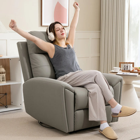 HOMCOM Recliner Armchair, Manual Reclining Chair with Adjustable Leg Rest and Reclining Functions, Modern Microfibre Overstuffed Lounge Seating for Living Room, Bedroom, Grey
