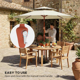 Outsunny 2.7 m Garden Parasol with Double Top Outdoor Market Table Umbrella with Crank System, Cream White