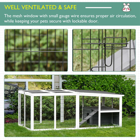 PawHut Guinea Pigs Hutches Wooden Small Rabbits Hutches Pet Run Cover Indoor Outdoor, Grey