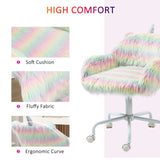 Vinsetto Unicorn Home Office Chair, Height Adjustable Fluffy Desk Chair with Armrests and Swivel Wheels, Colourful