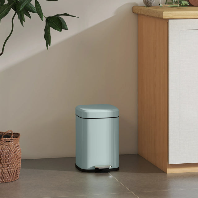 HOMCOM 12L Modern Boxy Metal Home Kitchen Bin - Light Green