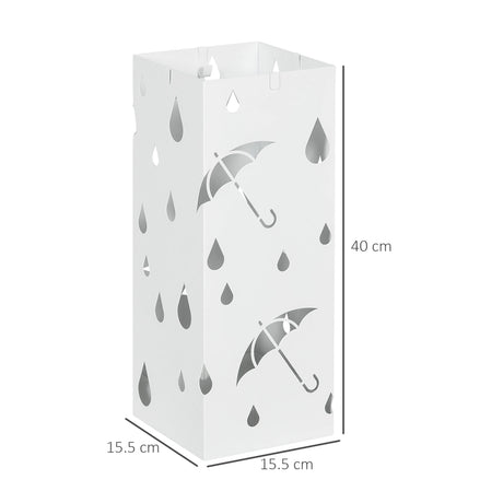 HOMCOM Six-Umbrella Steel Holder Stand - White