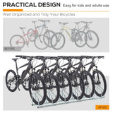 HOMCOM Bike Stand Parking Rack Floor or Wall Mount Bicycle Cycle Storage Locking Stand 179L x 33W x 27H (6 Racks, Silver)
