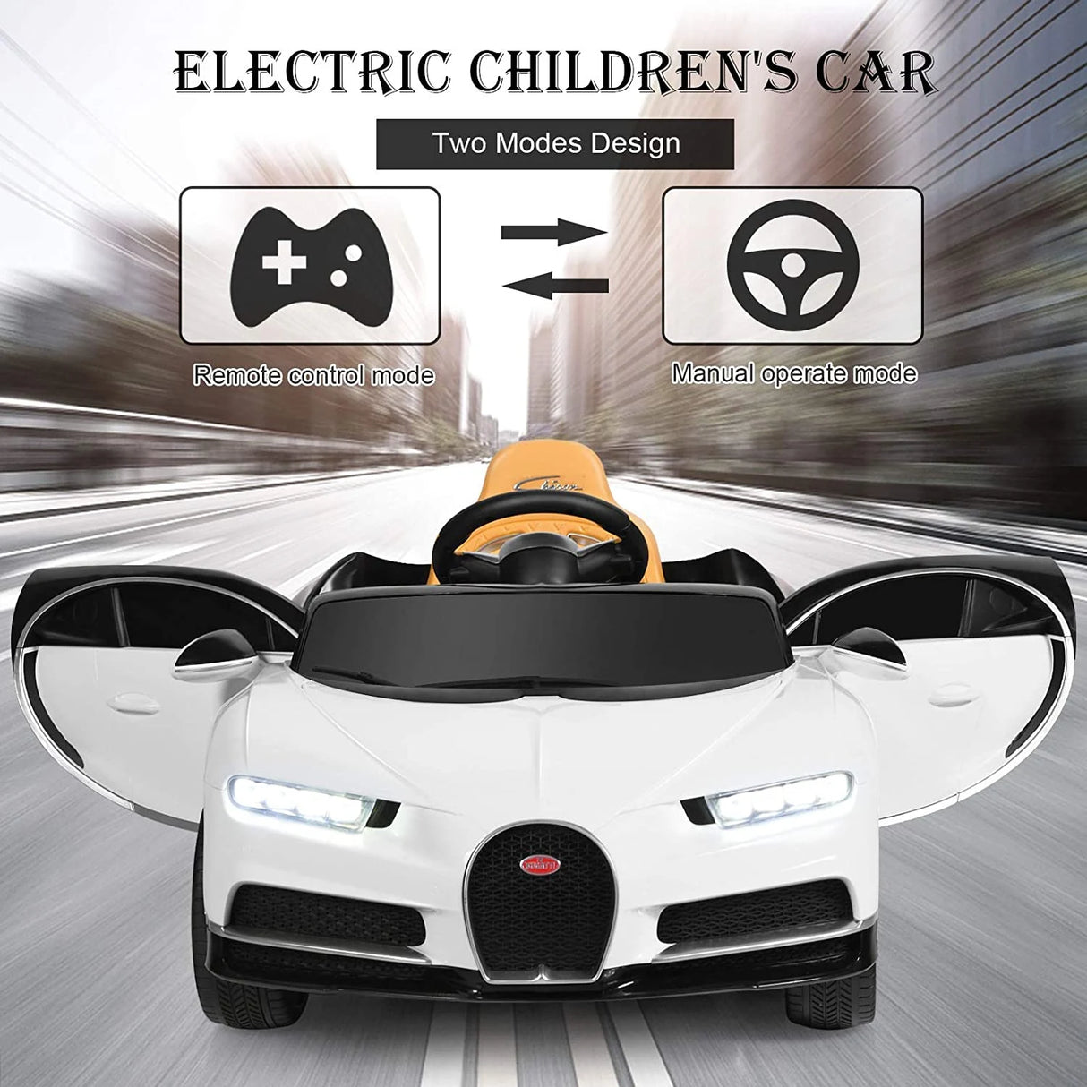 12V Kids Licensed Battery Powered Vehicle with Remote Control-White
