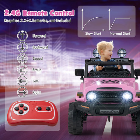 12V 7Ah Licensed Toyota FJ Cruiser Electric Car with Remote Control-Pink