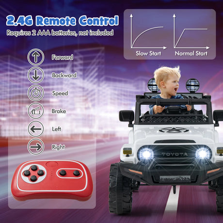 12V 7Ah Licensed Toyota FJ Cruiser Electric Car with Remote Control-White