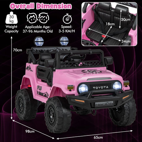 12V 7Ah Licensed Toyota FJ Cruiser Electric Car with Remote Control-Pink