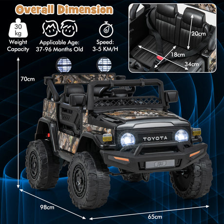 12V 7Ah Licensed Toyota FJ Cruiser Electric Car with Remote Control-Black