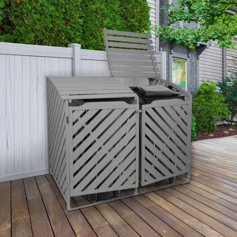 Grey Wash Double Wheelie Bin Storage