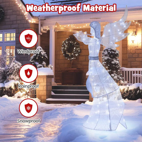 5 Feet Light-up Trumpeting Christmas Angel with LED Lights Halo and Girdle