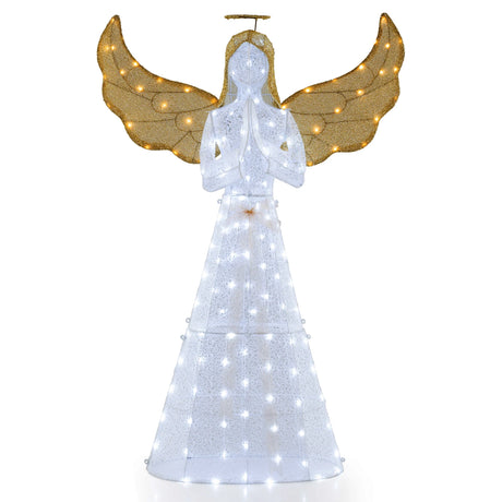 Light-up Winged Holiday Figure with 150 LED Lights Zip Ties and Ground Stakes