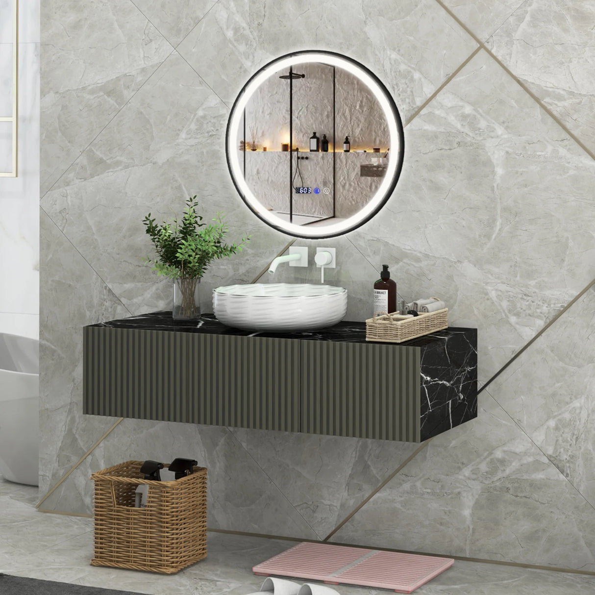 Lighted Bathroom Mirror with 3 Color LED Light Memory Function