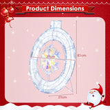 33 Inch Lighted Snowflake Wreath with Hanging Ring and Support Bracket