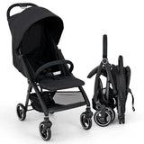 Lightweight Foldable Baby Stroller with Adjustable Backrest and Canopy-Black
