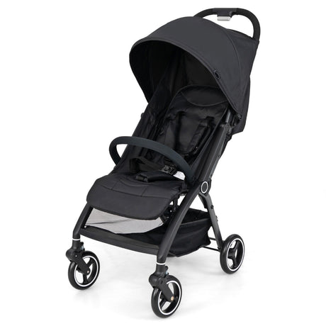 Lightweight Foldable Baby Stroller with Adjustable Backrest and Canopy-Black