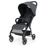 Lightweight Foldable Baby Stroller with Adjustable Backrest and Canopy-Grey
