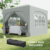 Outsunny 3 x 3m Pop-Up Gazebo Shelter, with Accessories - Light Grey