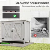 Outsunny Wooden Garden Shed, Outdoor Fir Wood Storage Shed with Shelf and Double Doors, Light Grey