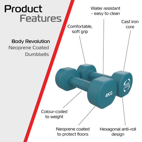 2 x 4KG Neoprene dumbbells