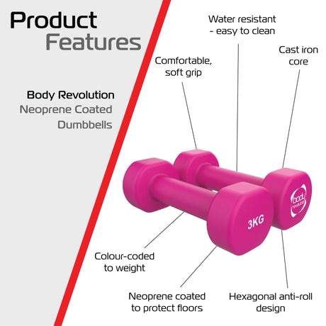 2 x 3KG Neoprene dumbbells